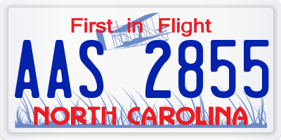 NC license plate AAS2855