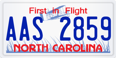 NC license plate AAS2859