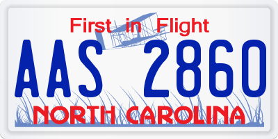 NC license plate AAS2860
