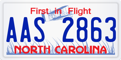 NC license plate AAS2863