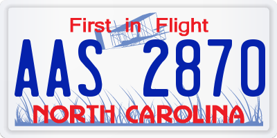NC license plate AAS2870