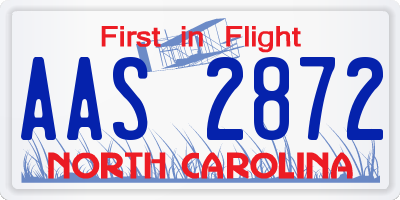 NC license plate AAS2872