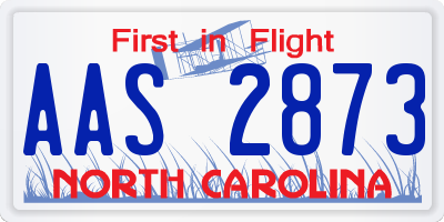 NC license plate AAS2873