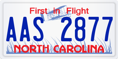 NC license plate AAS2877