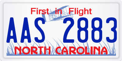 NC license plate AAS2883