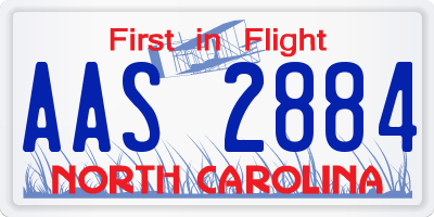 NC license plate AAS2884