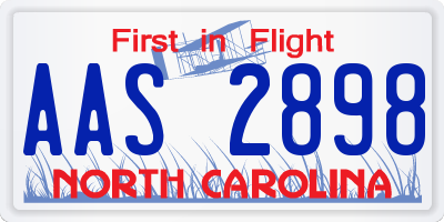 NC license plate AAS2898