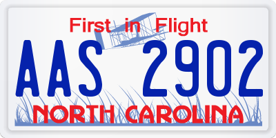 NC license plate AAS2902