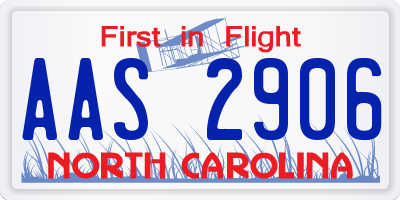 NC license plate AAS2906
