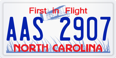 NC license plate AAS2907