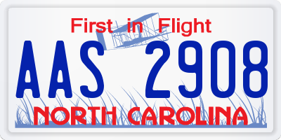 NC license plate AAS2908