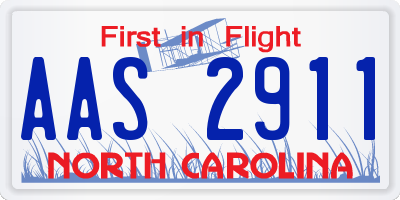 NC license plate AAS2911