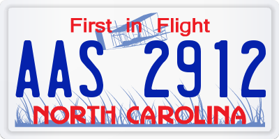 NC license plate AAS2912