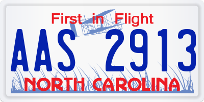 NC license plate AAS2913