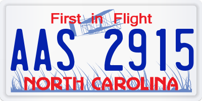 NC license plate AAS2915