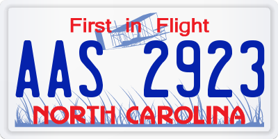 NC license plate AAS2923