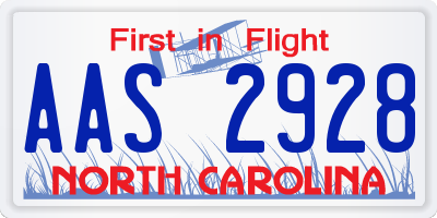 NC license plate AAS2928