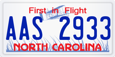 NC license plate AAS2933