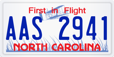 NC license plate AAS2941