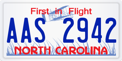 NC license plate AAS2942