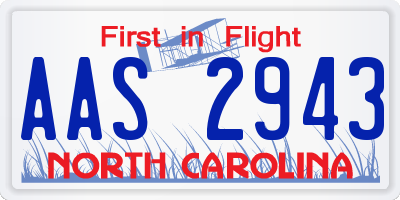 NC license plate AAS2943