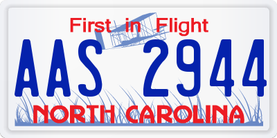 NC license plate AAS2944