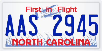 NC license plate AAS2945