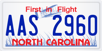 NC license plate AAS2960