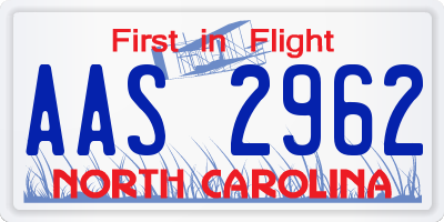 NC license plate AAS2962