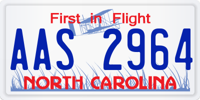 NC license plate AAS2964