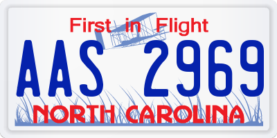 NC license plate AAS2969