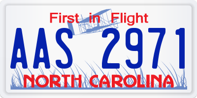 NC license plate AAS2971