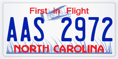 NC license plate AAS2972