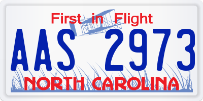 NC license plate AAS2973