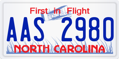 NC license plate AAS2980