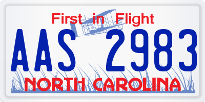 NC license plate AAS2983