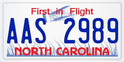NC license plate AAS2989