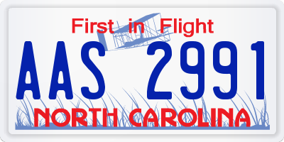 NC license plate AAS2991