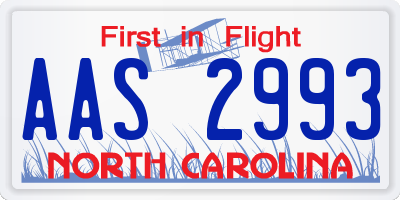 NC license plate AAS2993