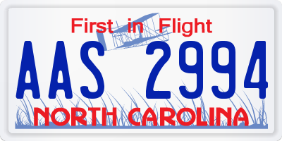 NC license plate AAS2994
