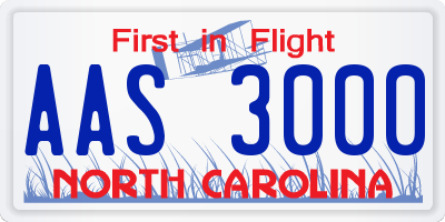 NC license plate AAS3000