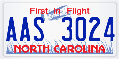 NC license plate AAS3024