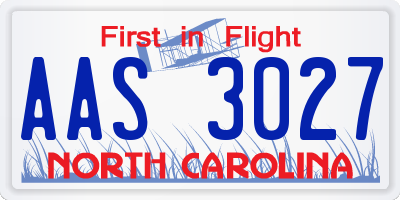 NC license plate AAS3027