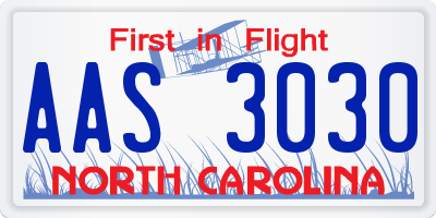 NC license plate AAS3030