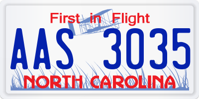 NC license plate AAS3035