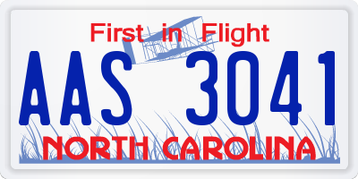 NC license plate AAS3041
