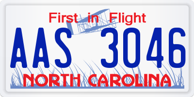 NC license plate AAS3046