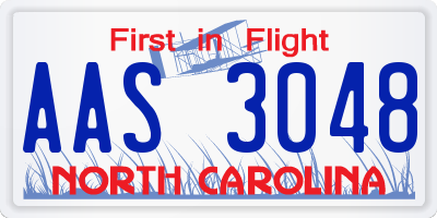 NC license plate AAS3048