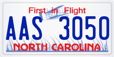 NC license plate AAS3050