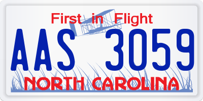 NC license plate AAS3059